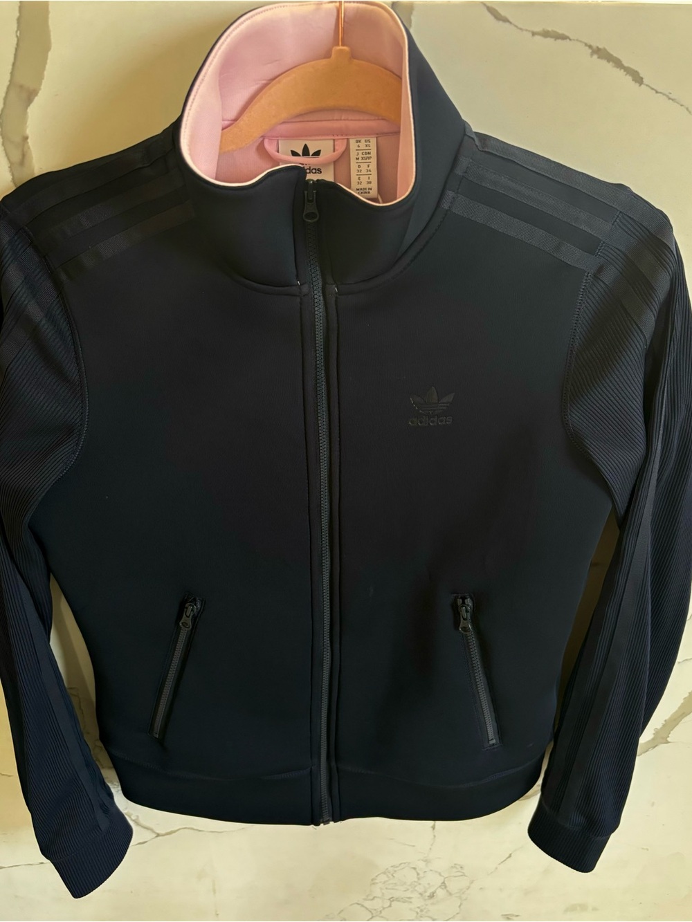adidas Navy Track Jacket with Pink Lining
